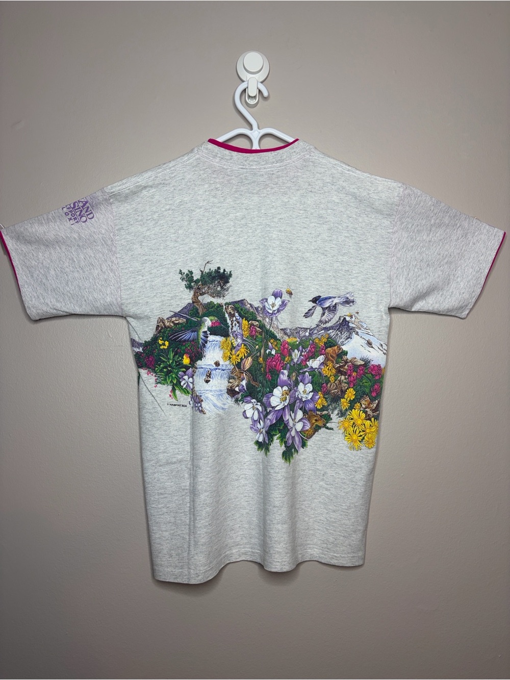 Vintage 90s Habitat Nature Graphic Tee Signal Sport Mega Cotton L - Picture 12 of 14